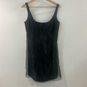 Vintage French Organza Black Mini Dress